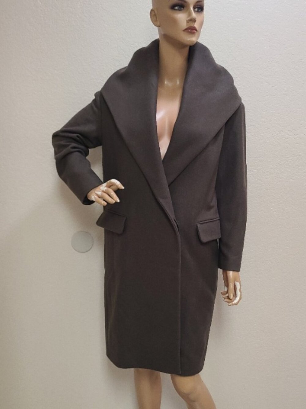 ALLSAINTS SCALA COAT OVERSIZED OVERCOAT HUGE DRAPED HOOD ITALIANWOOL BLEND sz XS - Picture 2 of 10
